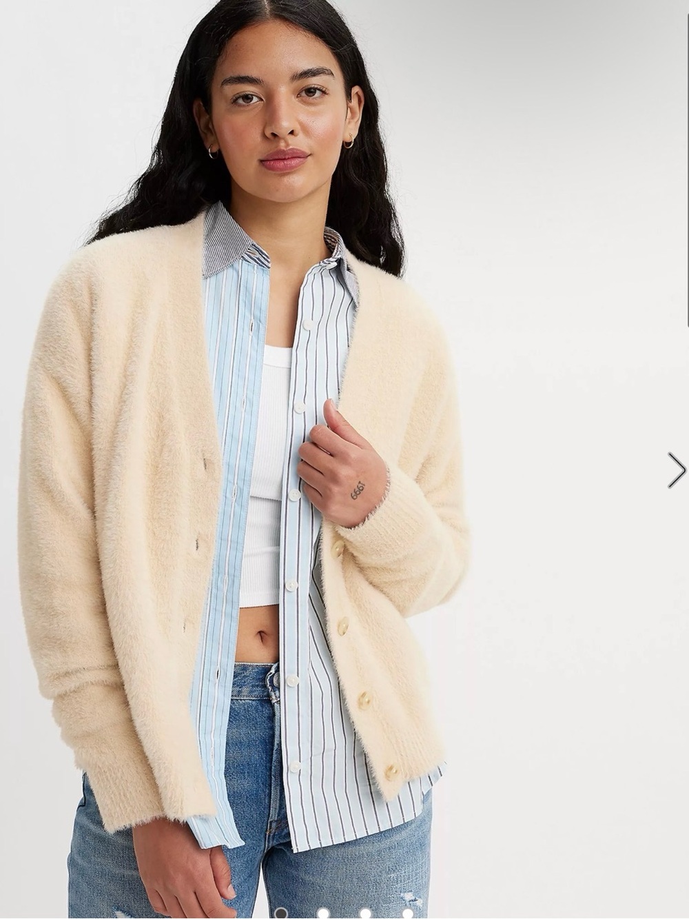 Levis Gallery Cozy Cream Fuzzy Cardigan